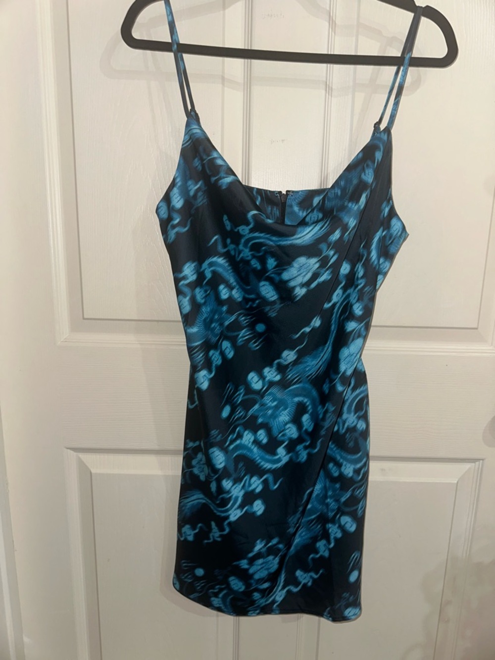 Urban Outfitters Black and Teal Patterned Slip Dress L party summer